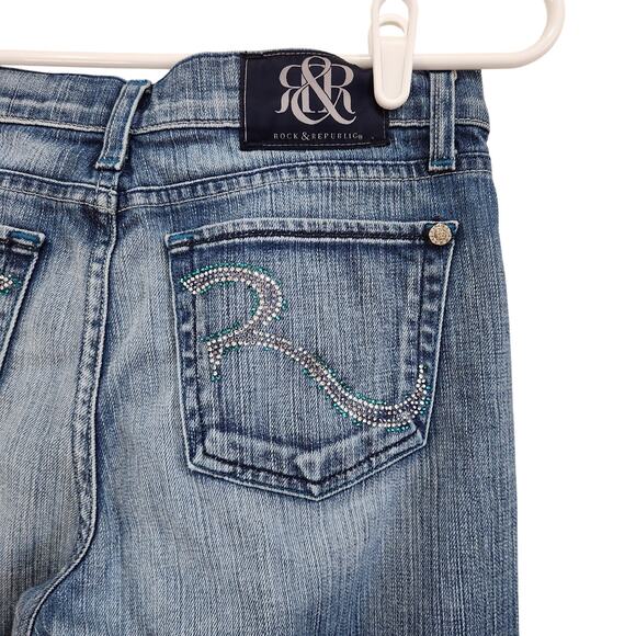 Rock & Republic Mid Rise Bootcut Jeans Raw Hem Medium Wash Denim Blue Size 29 - Picture 4 of 13
